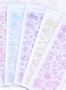 韩国angora lora镭射爱心泡泡咕卡贴纸ins追星小卡diy照片装饰贴