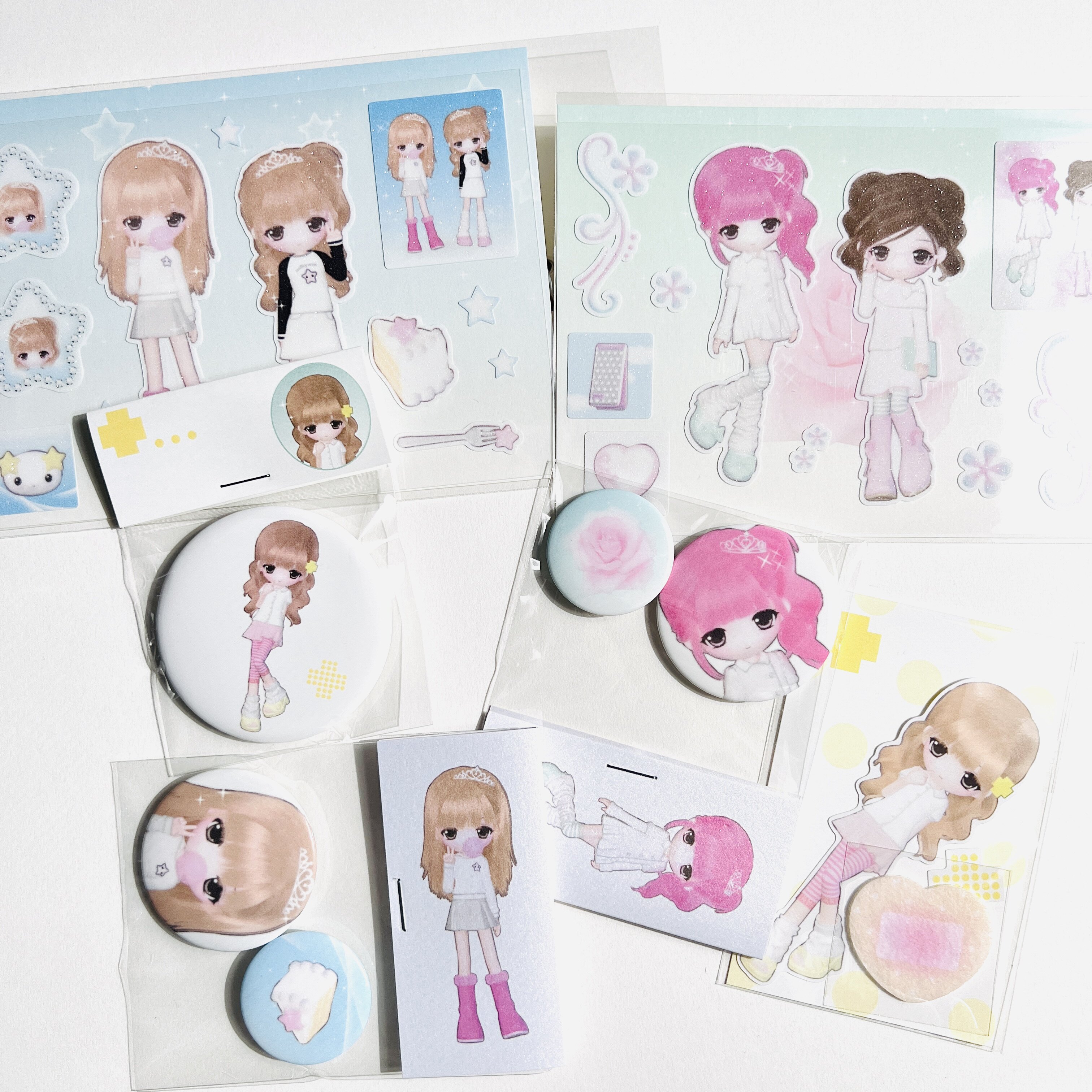 新品现货韩国coraltree可爱卡通少女心人物贴纸胸针装饰diy贴画