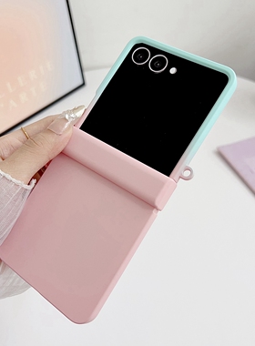 带挂绳孔适用三星zflip6手机壳中轴保护flip5全包铰链zfilp4简约纯色filp3超薄W23心系天下w24新款防摔保护套