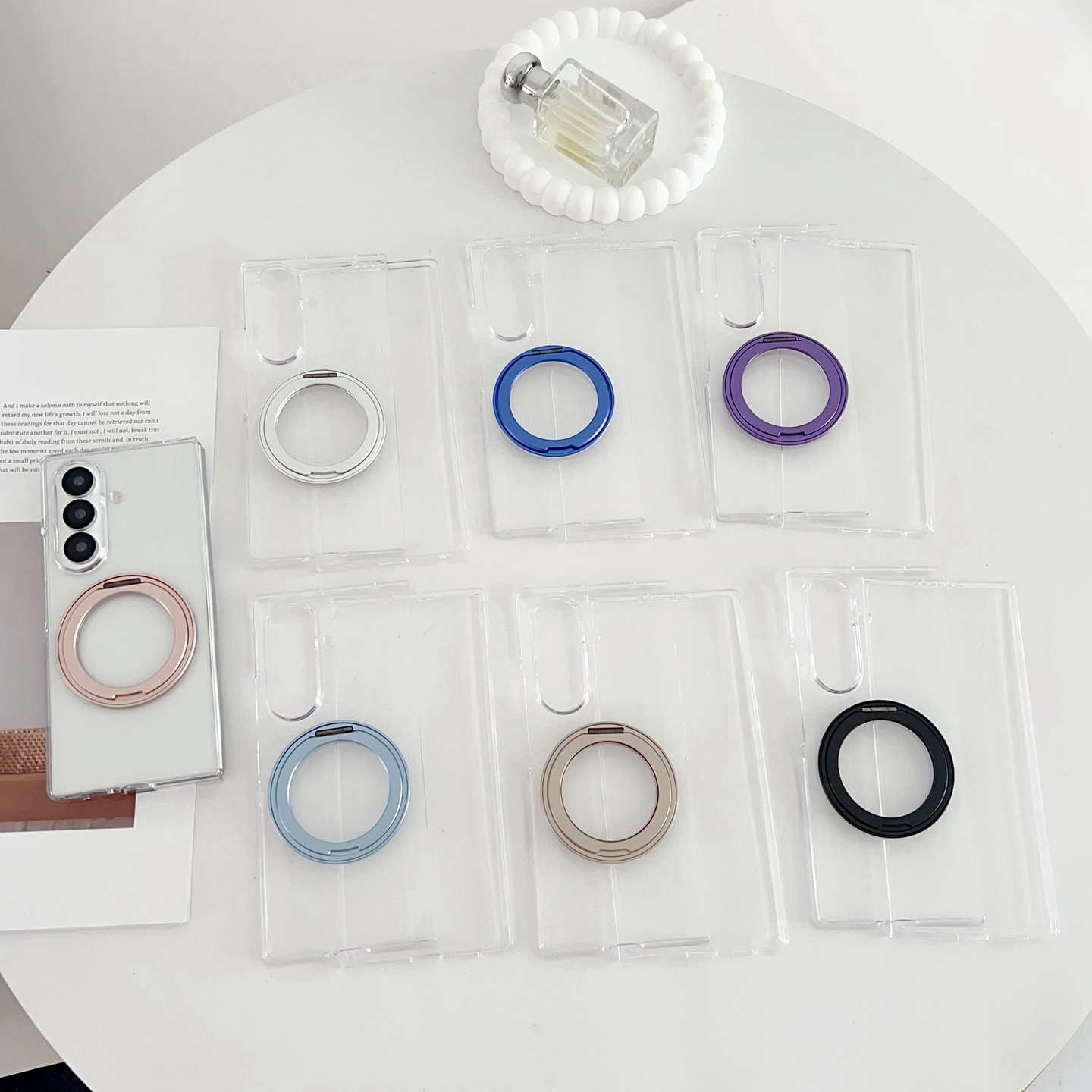 适用三星zfold7手机壳带360旋转可磁吸支架fold6新款透明zflod4闪粉渐变flod5全包超薄w24防摔保护套ford女款