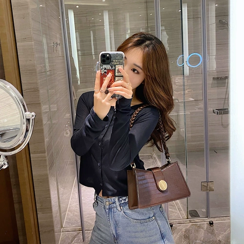 Небольшая сумка через плечо, сумка подмышку, Гонконг, из натуральной кожи