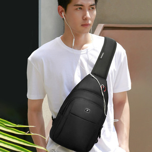 swicky新款时尚单肩包斜挎包男士休闲小背包牛津布胸前男包小包
