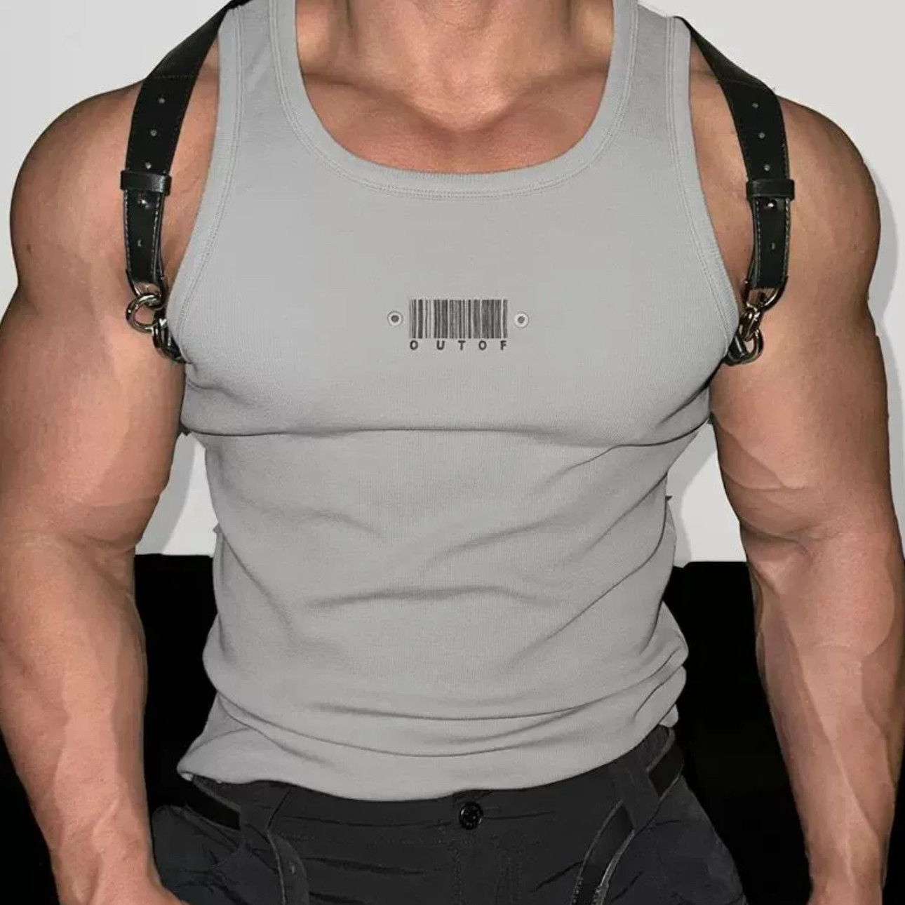 2025潮牌新款男士铆钉logo冰丝螺纹紧身坦克运动健身休闲背心夏季