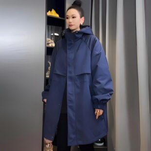 百搭连帽外套 时尚 风衣女2026春秋新款 休闲宽松收腰显瘦中长款