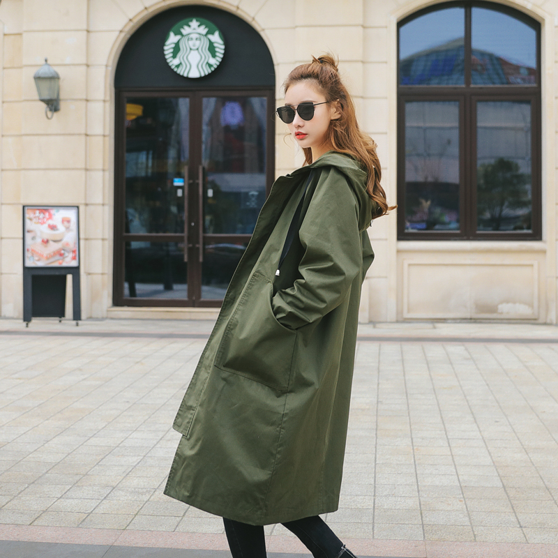 外套女连帽韩版加大春秋中长款