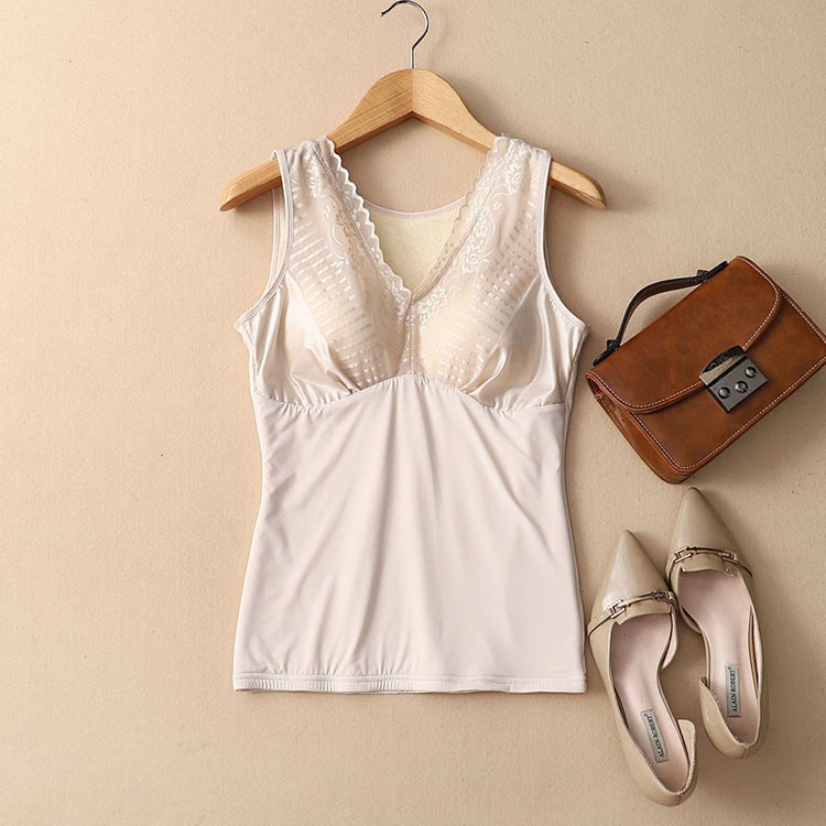 一体式秋冬桑蚕丝背心免穿文胸保暖 修身加绒V领内搭打底女士内衣,女士内衣/男士内衣/家居服,保暖背心,淘宝优惠券,粉丝福利购,淘宝优惠卷