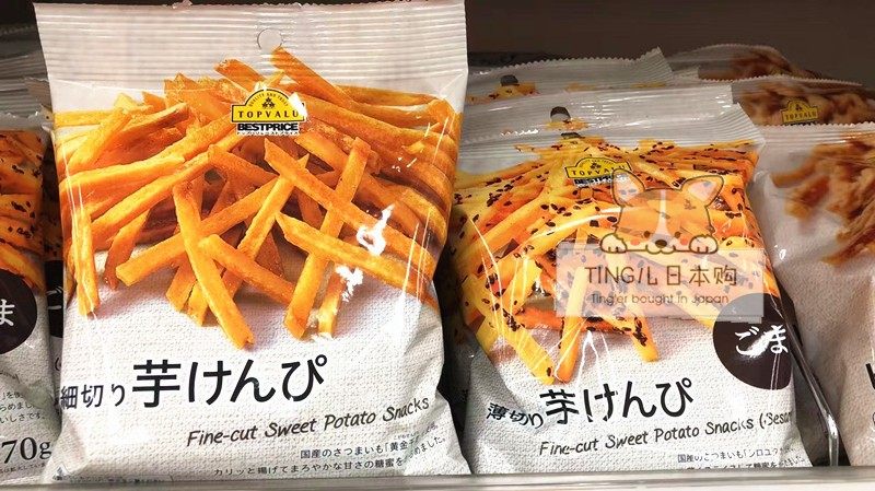 现货店主推荐超好吃 日本永旺topvalu细切甜芝麻味甘薯红薯地瓜条