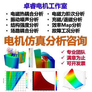 电机Ansys/Mawell/MotorCAD效率map温度退磁电磁力NVH仿真代做
