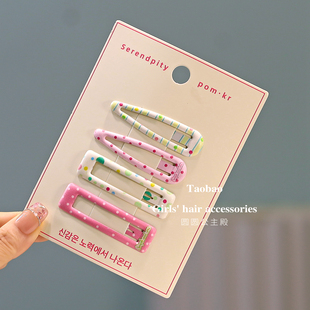 4只韩系简约可爱波点百搭BB夹女孩侧边宝宝刘海夹儿童甜妹碎发夹