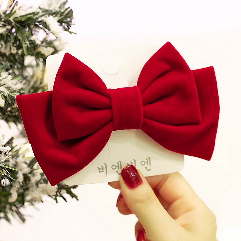 新年亲子头饰丝绒蝴蝶结发夹高级