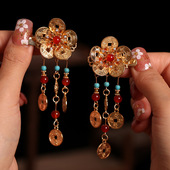 儿童新年汉服头饰春节拜年创意铜钱发夹有钱花中国风过年古风发饰