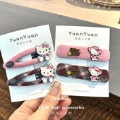 学院风粉咖格子儿童碎发BB夹刘海夹学生侧边夹小女孩后脑勺发夹