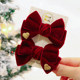 秋冬新年圣诞丝绒进口闪粉爱心蝴蝶结儿童发夹宝宝头饰表女孩边夹