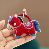 新年马年吉祥物小马发圈女刺绣红色儿童马尾头绳丸子头小女孩皮筋