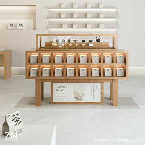 中岛展示台玻璃展示柜带灯光