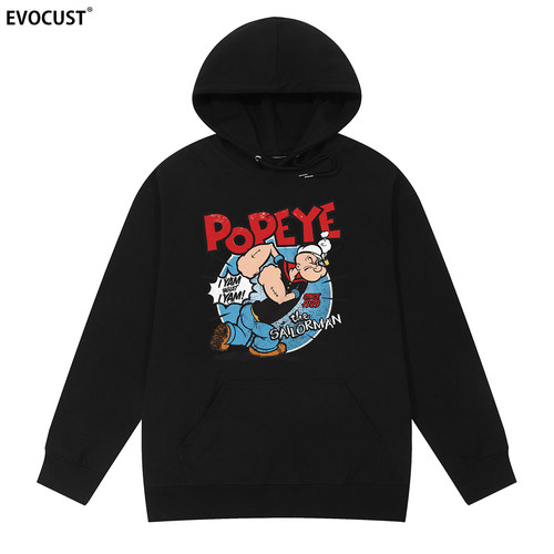 Popeye the Sailor大力水手卡通动漫复古美式菠菜男女连帽卫衣