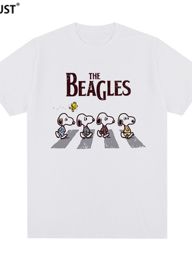 史努比The Beatles短袖T恤甲壳虫披头士卡通动漫摇滚乐队男女情侣