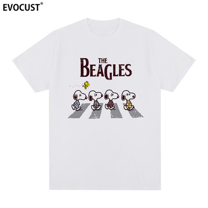 史努比The Beatles短袖T恤甲壳虫披头士卡通动漫摇滚乐队男女情侣