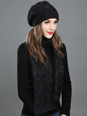 毛线帽围巾两件套时尚 潮新款 百搭针织帽韩国妈妈帽 冬季 帽子女韩版