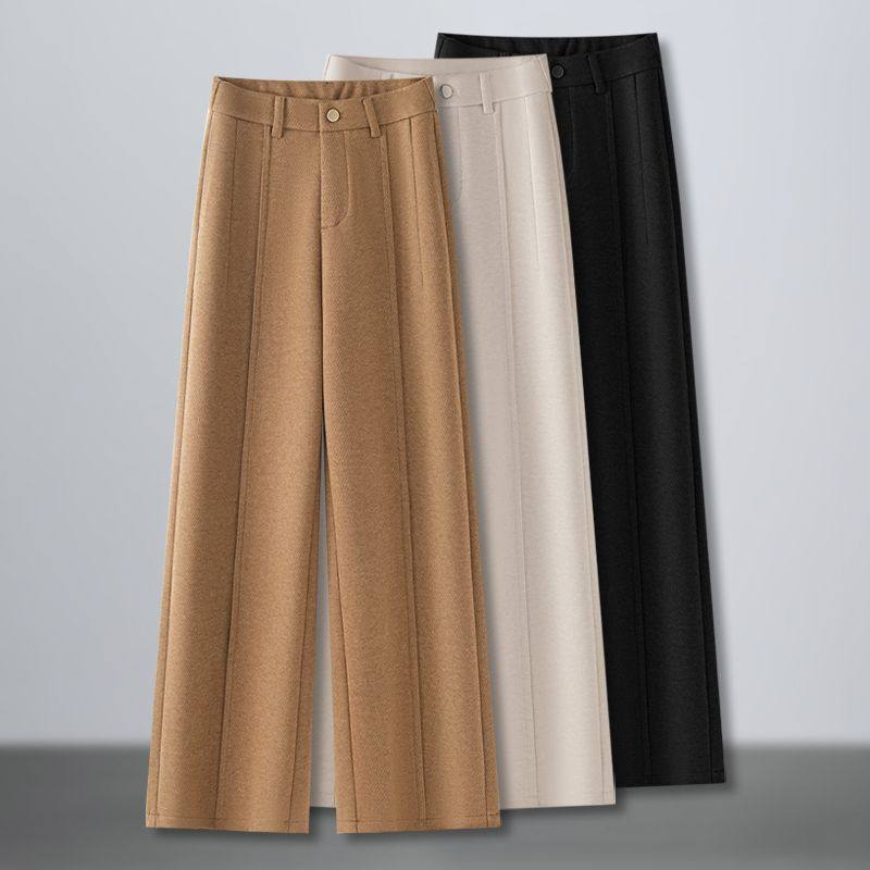 高级感醋酸羊毛呢阔腿西装裤女秋冬2025新款宽松显瘦直筒休闲裤子