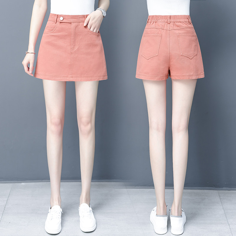 纯棉牛仔短裤裙女春2022新款外穿阔腿a字休闲热裤假两件半身裙裤
