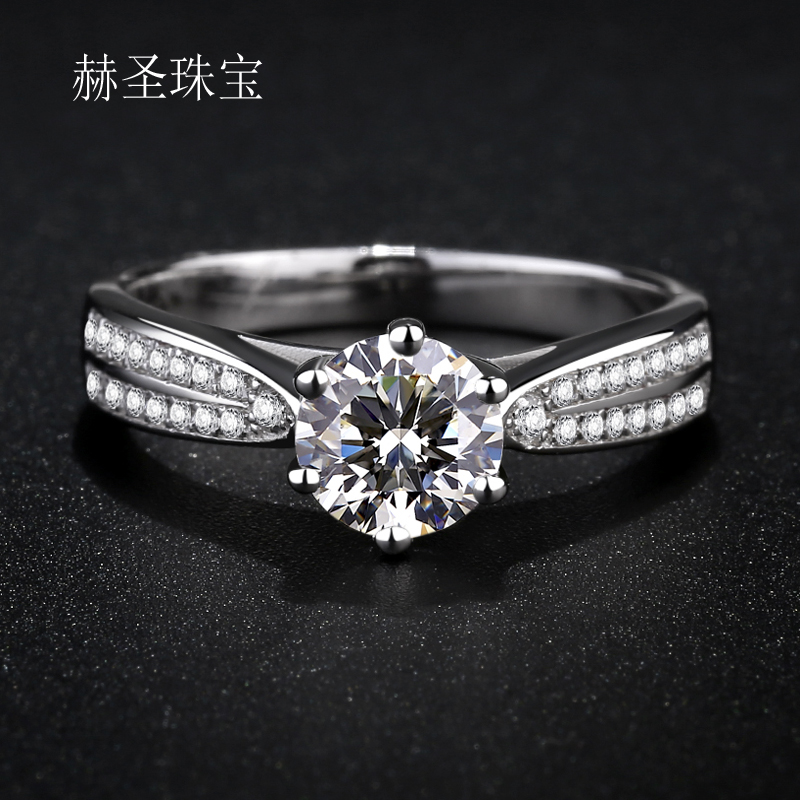 赫圣八心八箭切工铂金培育钻石戒