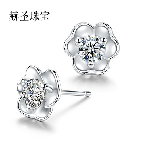 cvd耳环18k金人造hpht培育钻石