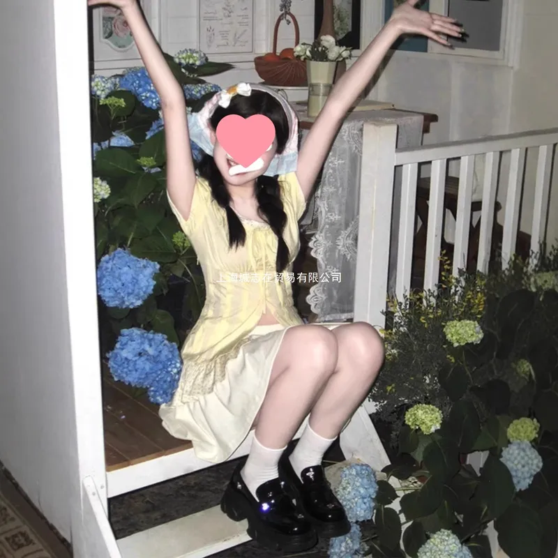 温柔甜妹奶乖穿搭套装裙女夏假两件收腰衬衫碎花百褶短裙子两件套