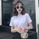 白色半高领短袖 宽松正肩体恤上衣ins潮 纯棉半袖 t恤女夏季 2025新款