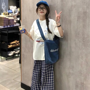 纯棉夏季女生大码宽松大阪中长款短袖t恤新款潮流印花休闲T恤上衣