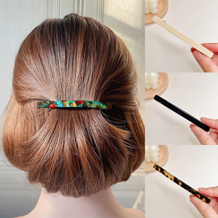 韩国醋酸花纹一字小号弹簧夹横夹半丸子发夹半夹发卡夹子头饰
