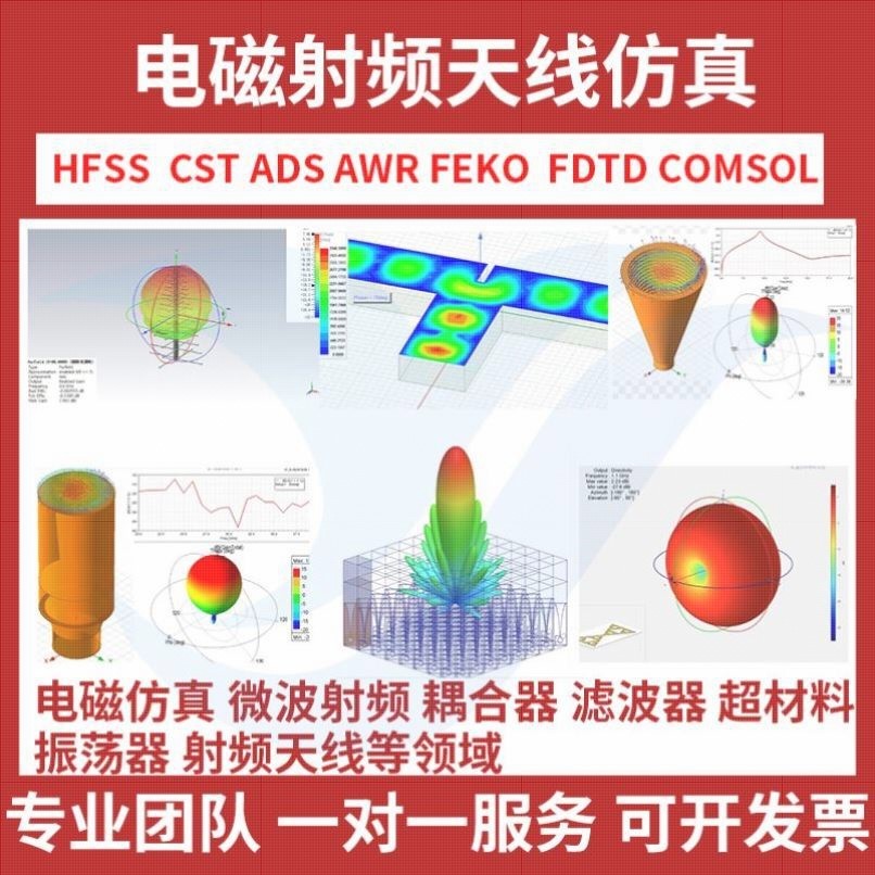 代做HFSS天线 线 CST ADS FEKO FDTD ZEMAX射频电磁建模光学设计