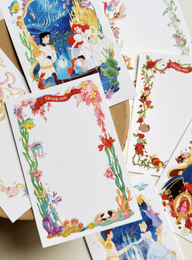 Danny画画原创 童话公主系列贺卡手写卡感谢卡留言卡