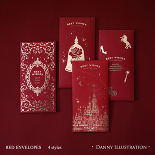 Danny画画原创烫金节日婚礼新年百元千元利是封