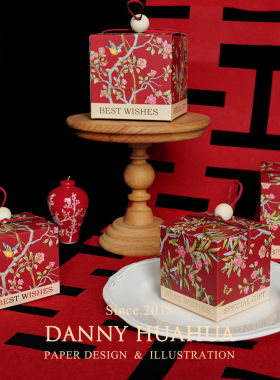 Danny画画 | 原创手绘法式中国风花鸟烫金喜糖盒