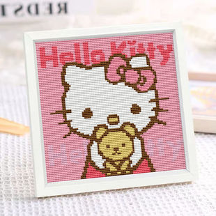 Hellokitty儿童小件十字绣摆台新款线绣手工打发时间简单自己绣