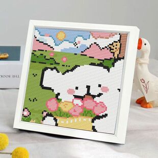 线条小狗十字绣2025新款 线绣带框摆台简单小件可爱卡通刺绣送朋友