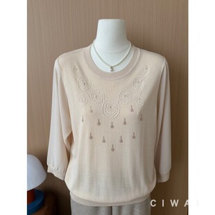 洋气套头上衣中老年气质衫 2026春夏圆圈刺绣花朵针织衫 女妈妈装