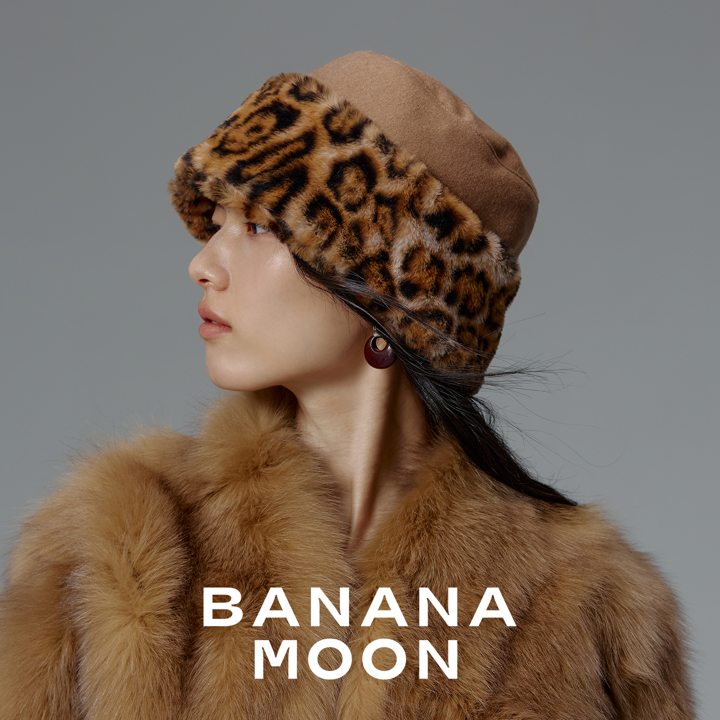 反叛野性时尚-双色拼接豹纹水桶帽-羊绒羊毛混纺双面戴盆帽