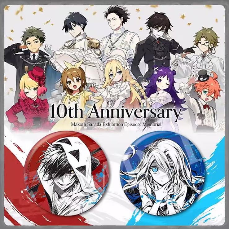 日版谷子 杀戮天使十周年展 瑞吉儿扎克 红蓝原画双人吧唧 带背板