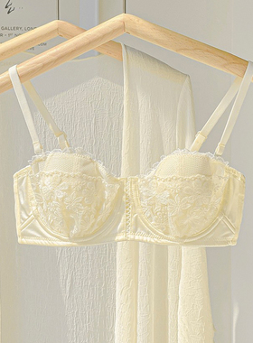 兔耳朵杯内衣女法式超薄款大胸显小胸聚拢上托收副乳防下垂文胸罩
