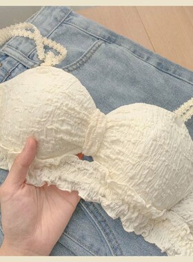 小胸聚拢内衣女无钢圈甜美学生少女薄款抹胸性感法式纯欲文胸套装