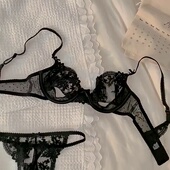 法式 小胸聚拢带钢圈夏天网纱文胸罩套装 性感蕾丝内裤 内衣女士薄款