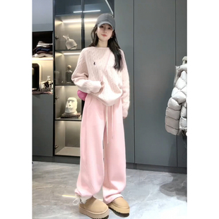 2026超火穿搭一整套韩系减龄小香风高级感粉色休闲运动两件套冬装