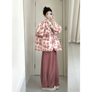 巨好看的初冬外套韩系高级感立体花朵羊羔毛小个子粉色绝美小上衣