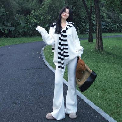 休闲宽松针织毛衣微喇裤秋季穿搭