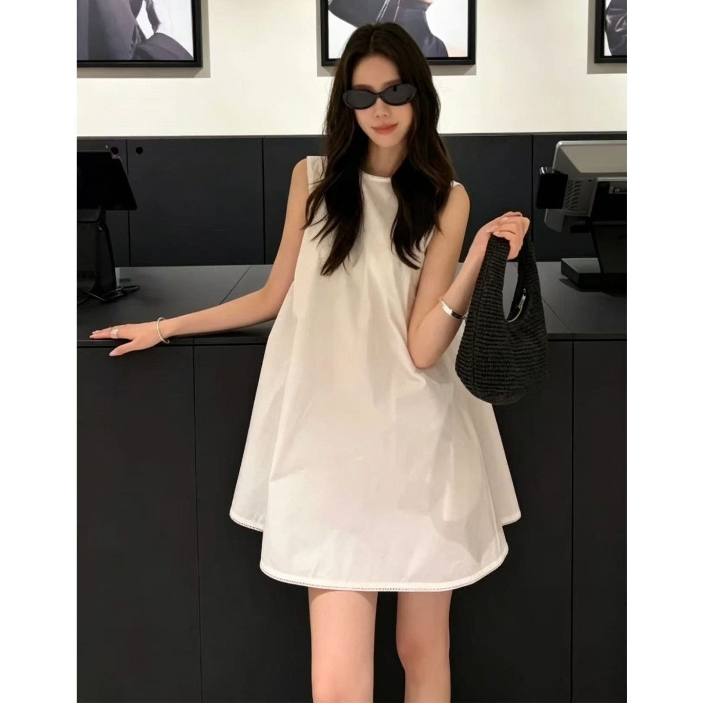 夏日绝美初恋白月光小白裙高级感图片