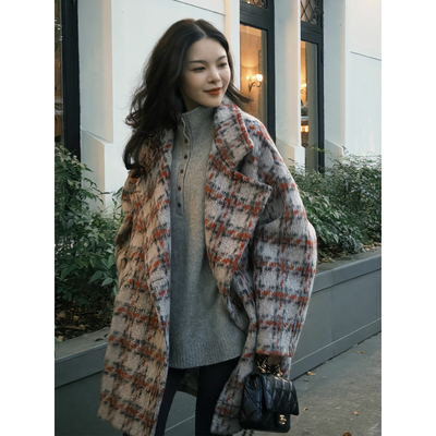 2025巨好看的深冬外套格纹大衣女