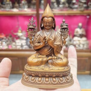 宗喀巴/甘丹赤巴/萨巴/萨巴扎巴/洛桑扎巴/10cm红铜佛像藏传摆件