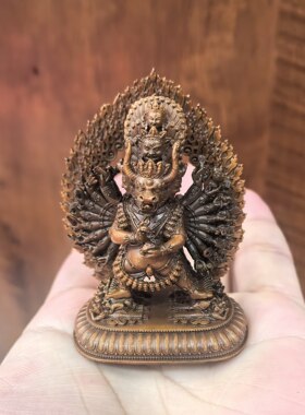 大威德金刚/独雄/独勇大威德/大威德/6cm紫铜佛像密宗佛堂摆件